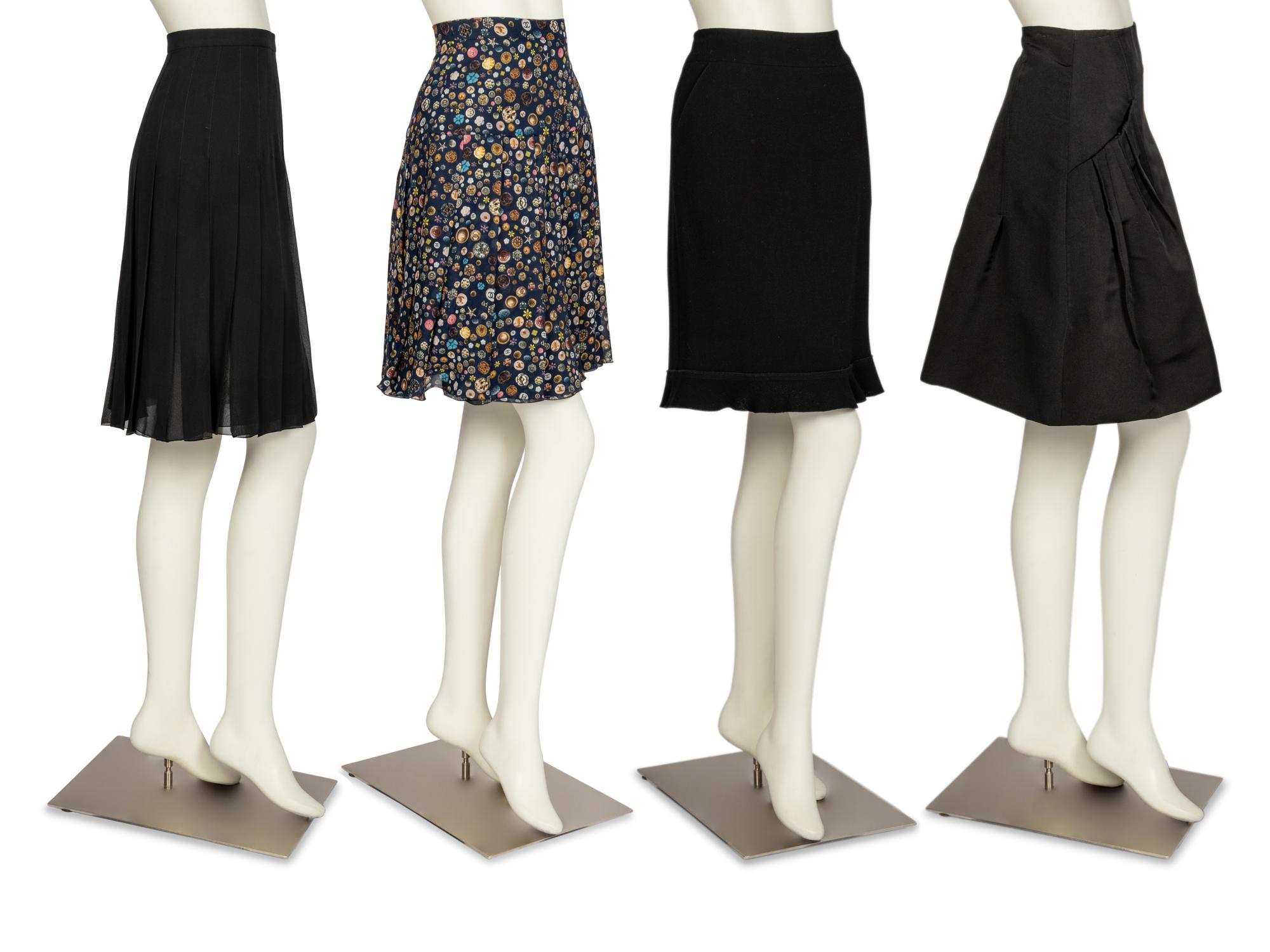 Five Designer Items: One Chanel Scarf, Three Chanel Skirts, One Carolina Herrera Skirt, 2000-2010s