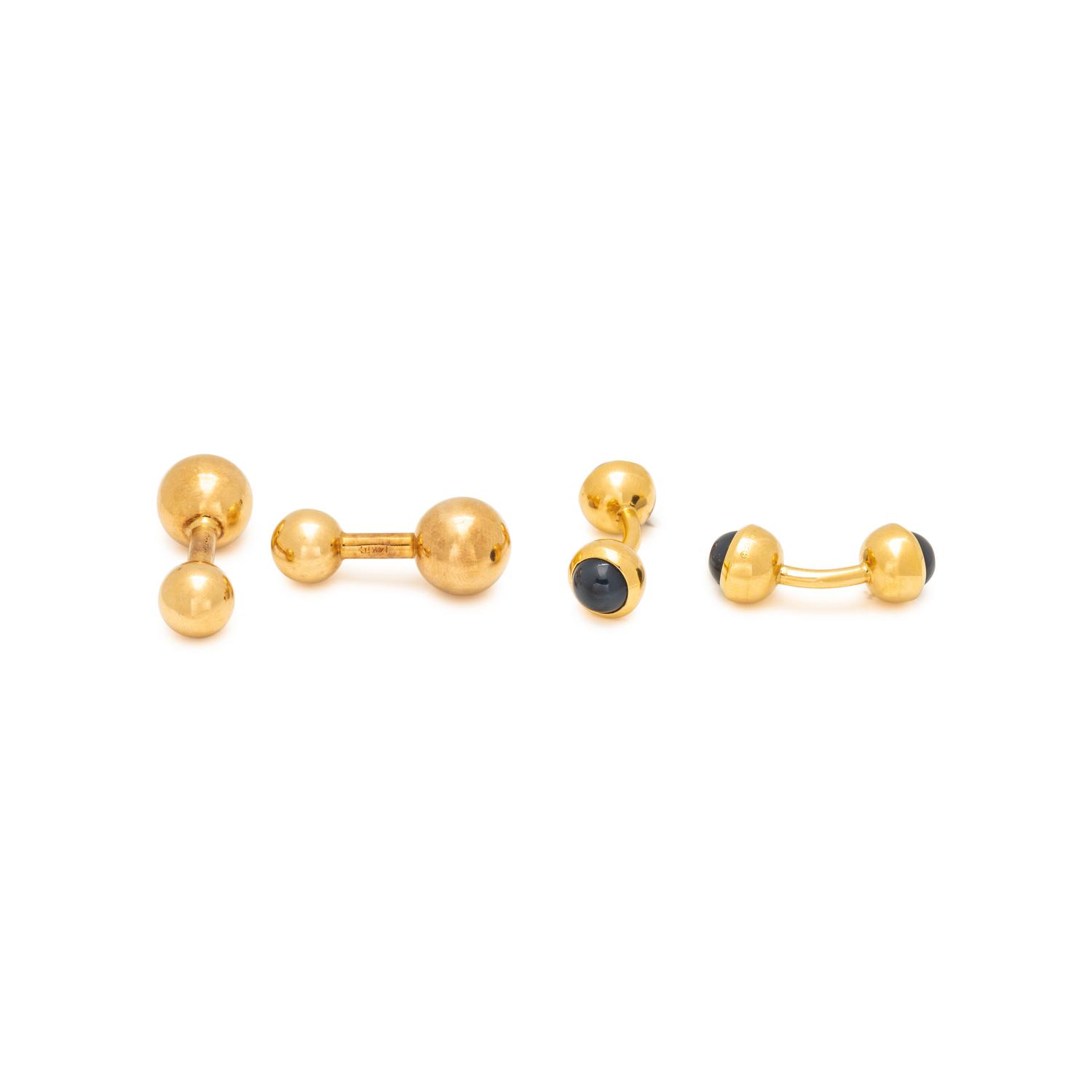 CARTIER, TWO PAIRS OF YELLOW GOLD CUFFLINKS