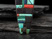 Large Silver Figural Pendant with Mosaic Inlay