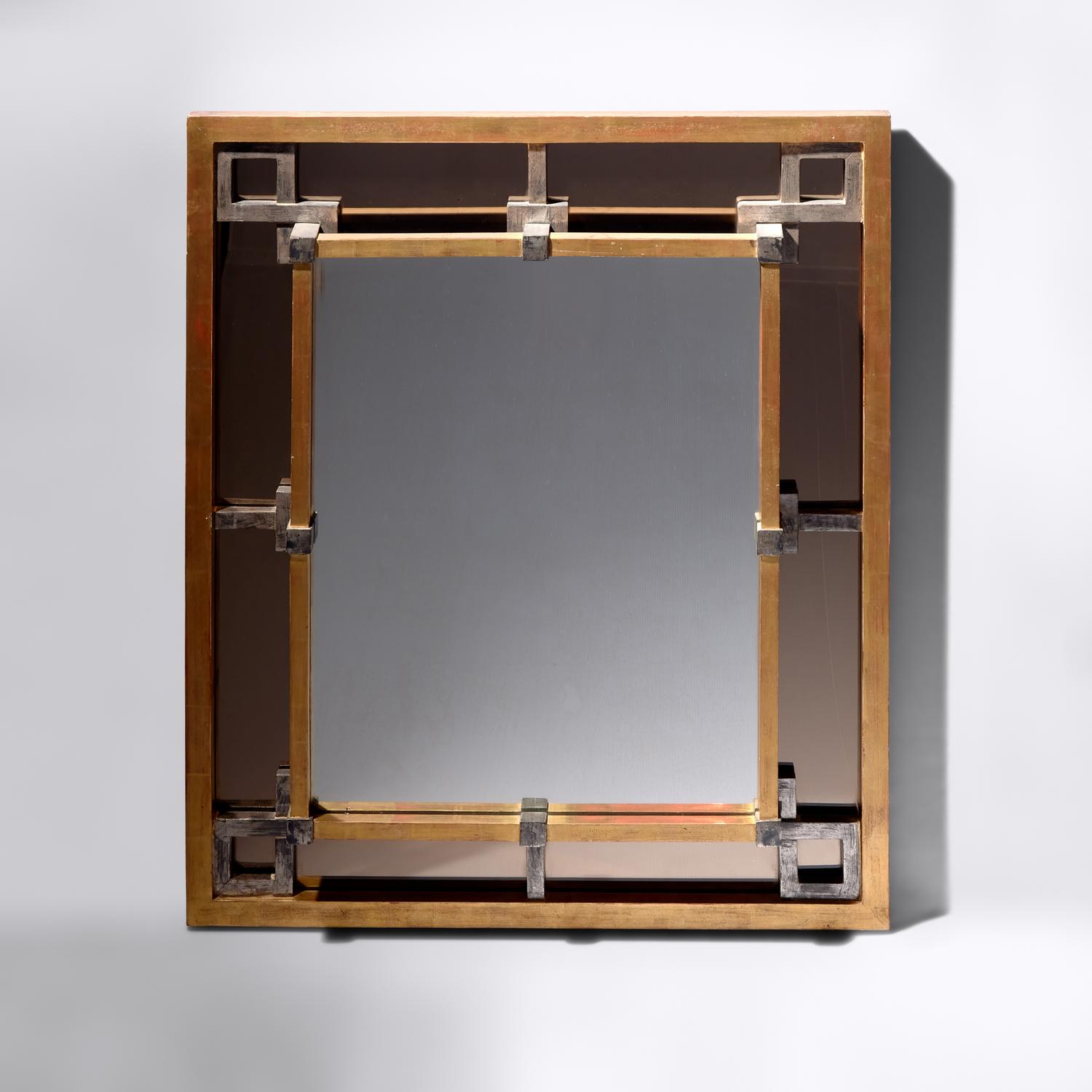 Silvered and giltwood mirror