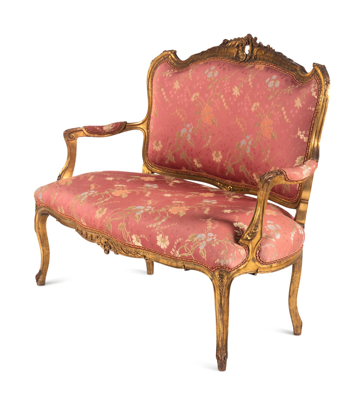 A Louis XV Style Giltwood Three-Piece Seating Suite