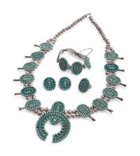 Zuni Silver and Petit Point Turquoise Cluster Suite