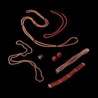 Eight Red Coral Jewelry