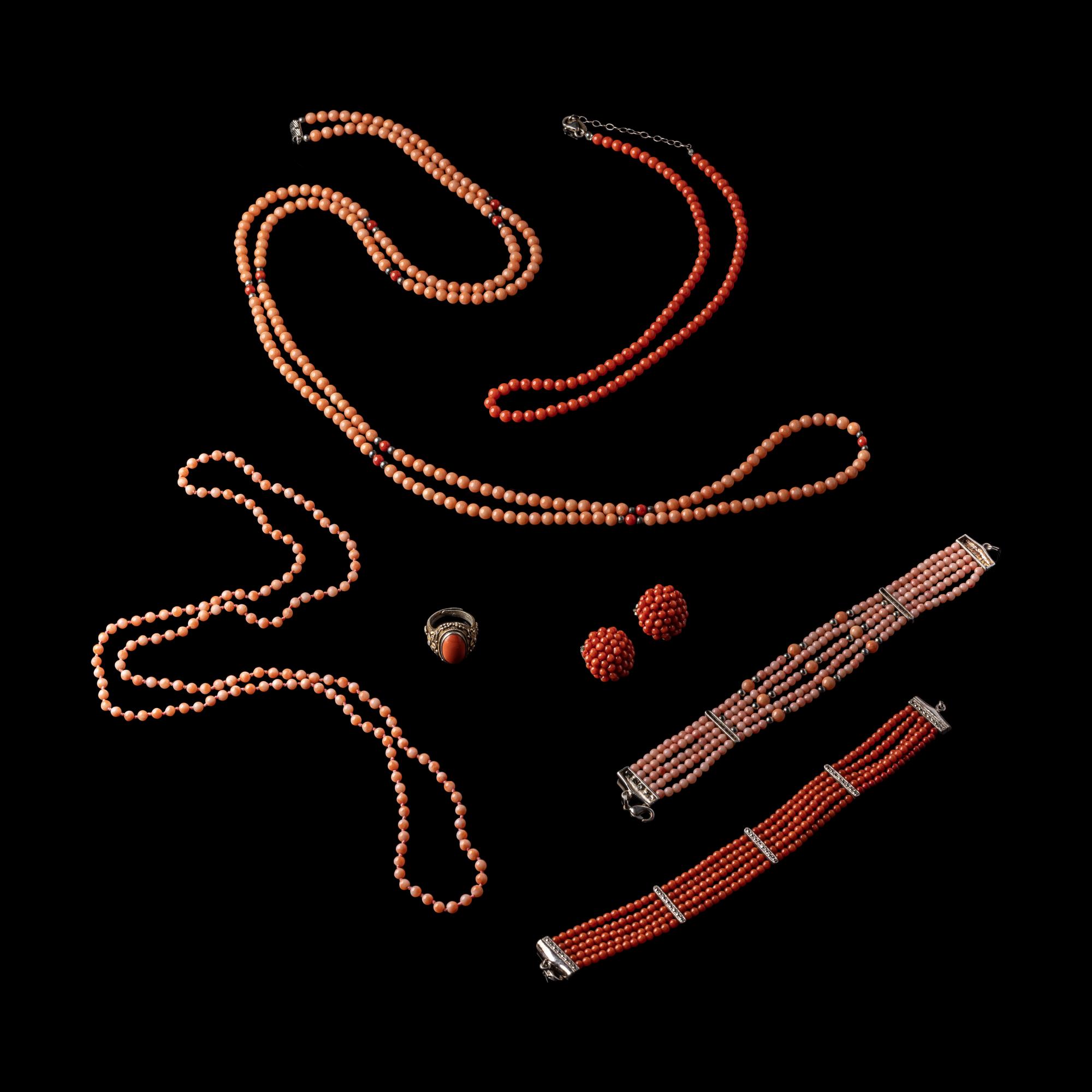Eight Red Coral Jewelry