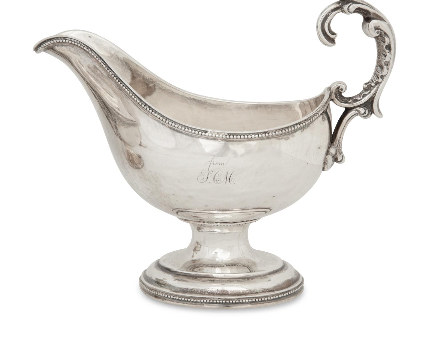 A Pair of American Silver Gravy Boats and a Silver Butter Dish — New York, 19th Century
