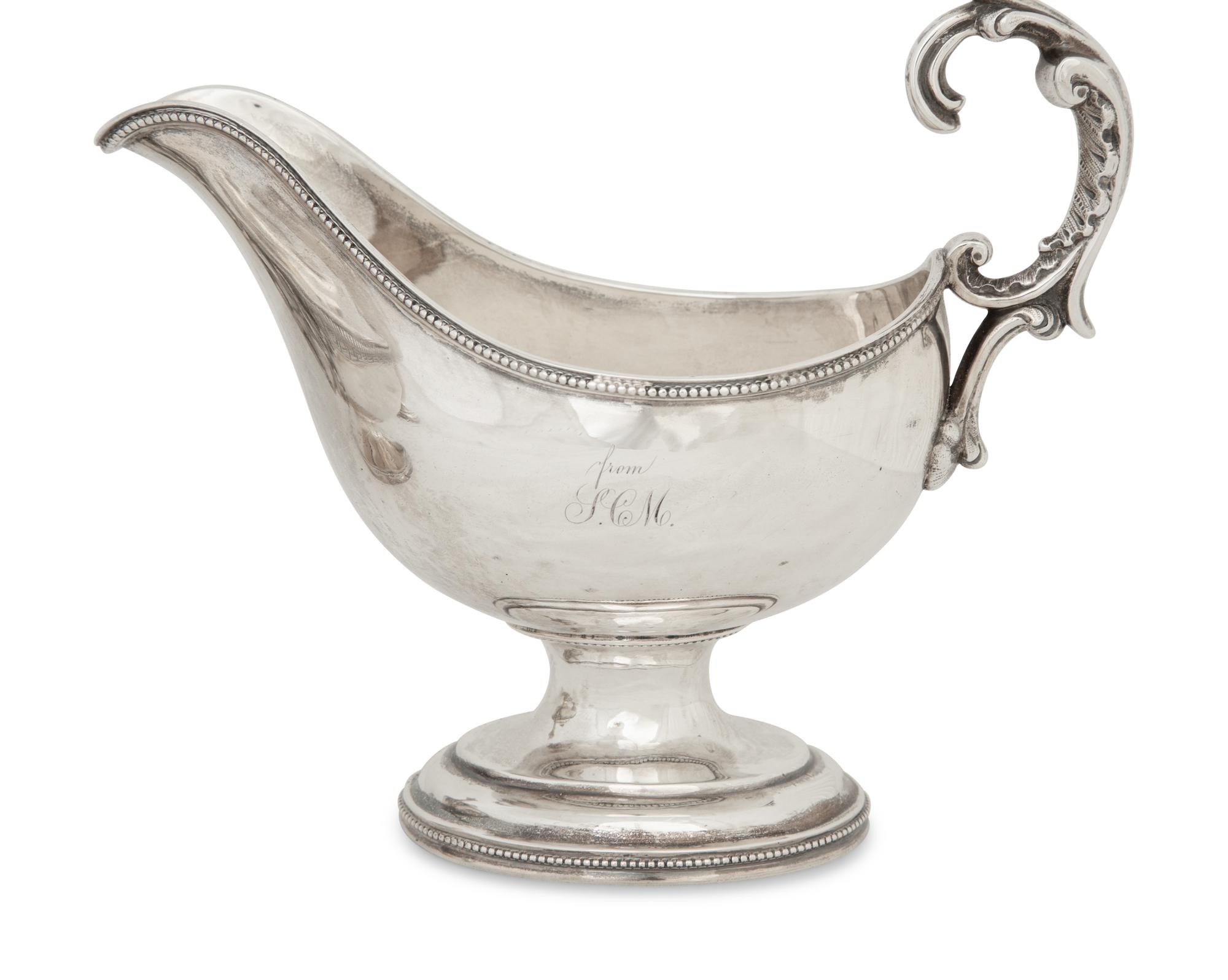 A Pair of American Silver Gravy Boats and a Silver Butter Dish — New York, 19th Century