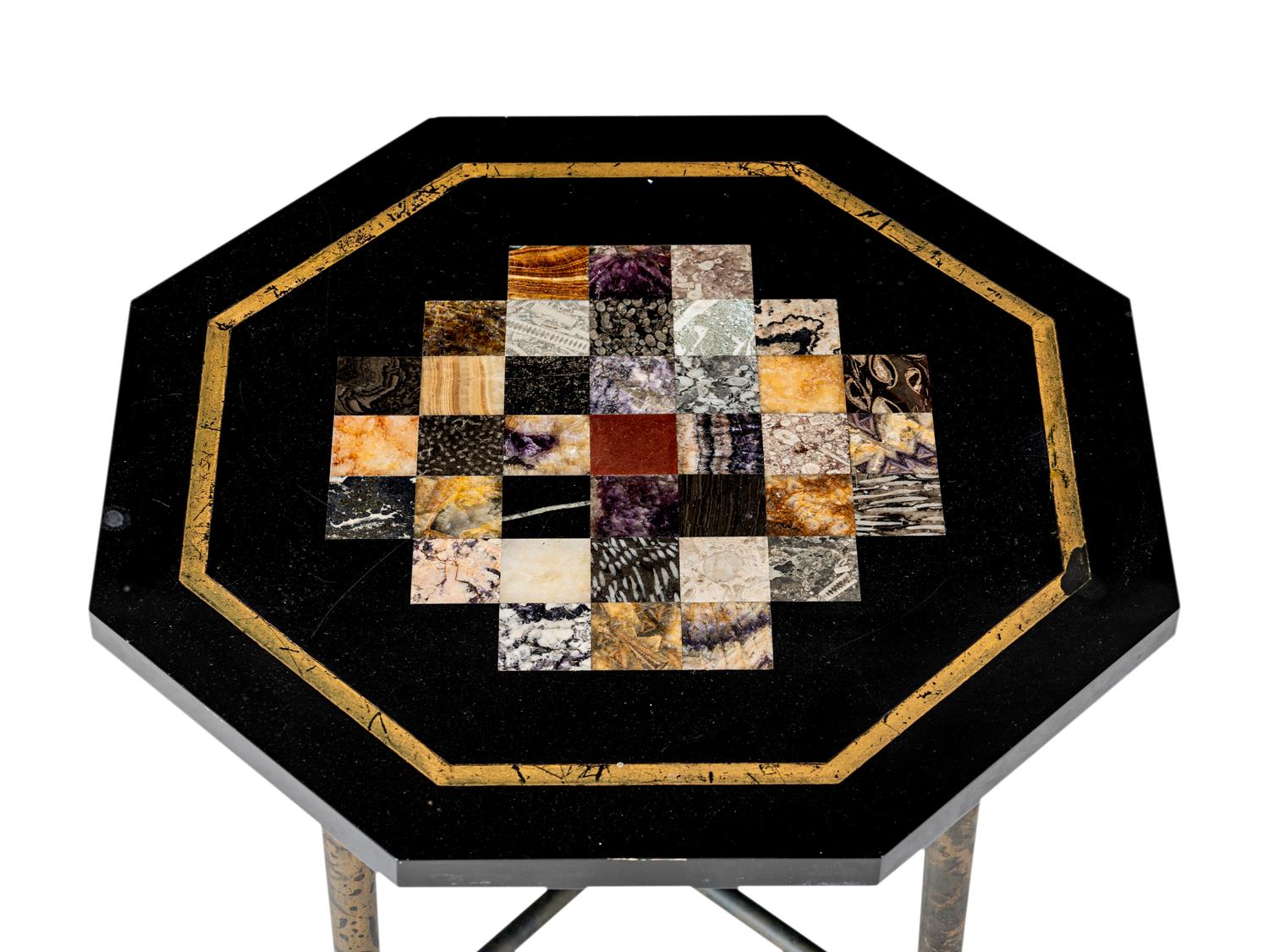 An English Specimen Marble and 'Blue John'-Inset Side Table