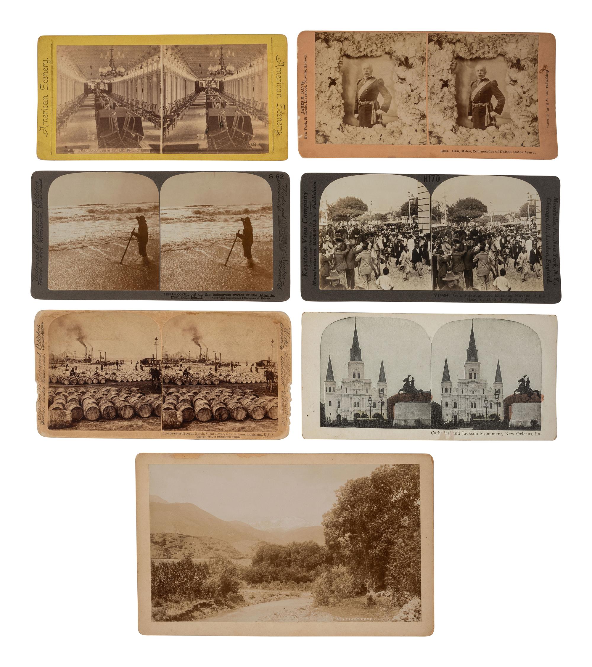 [EARLY PHOTOGRAPHY]. 17 CDVs & stereoviews, incl. early views of Canal Street, New Orleans.