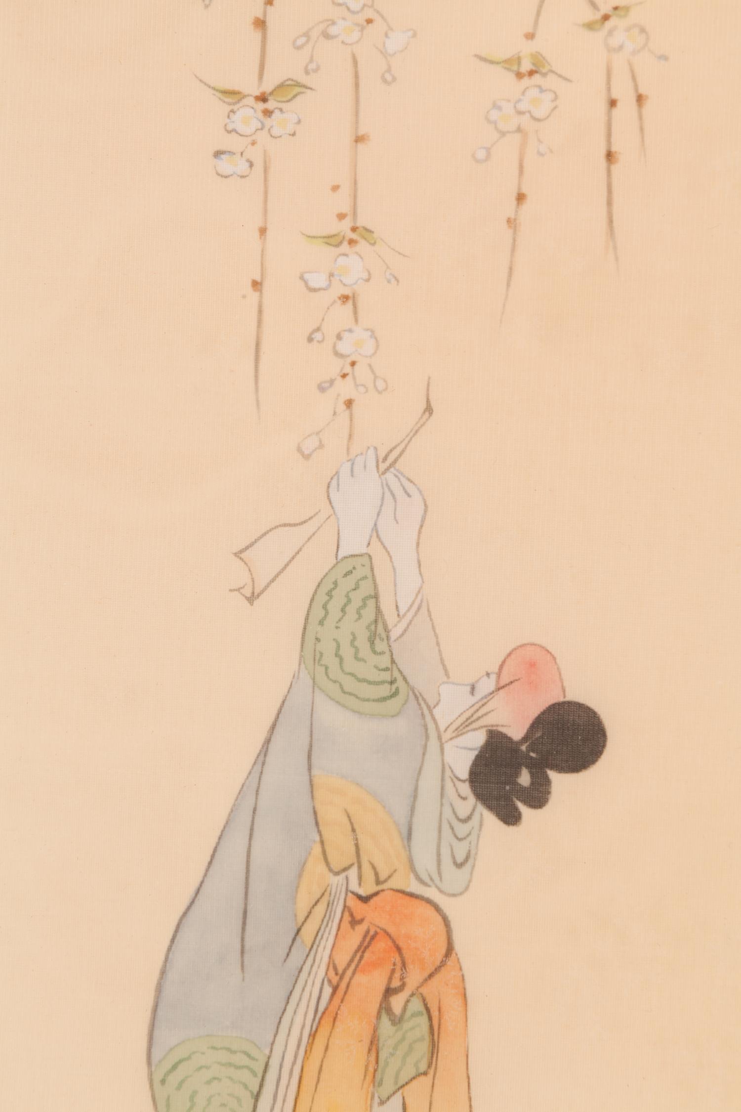 Two Japanese Ink and Color on Paper