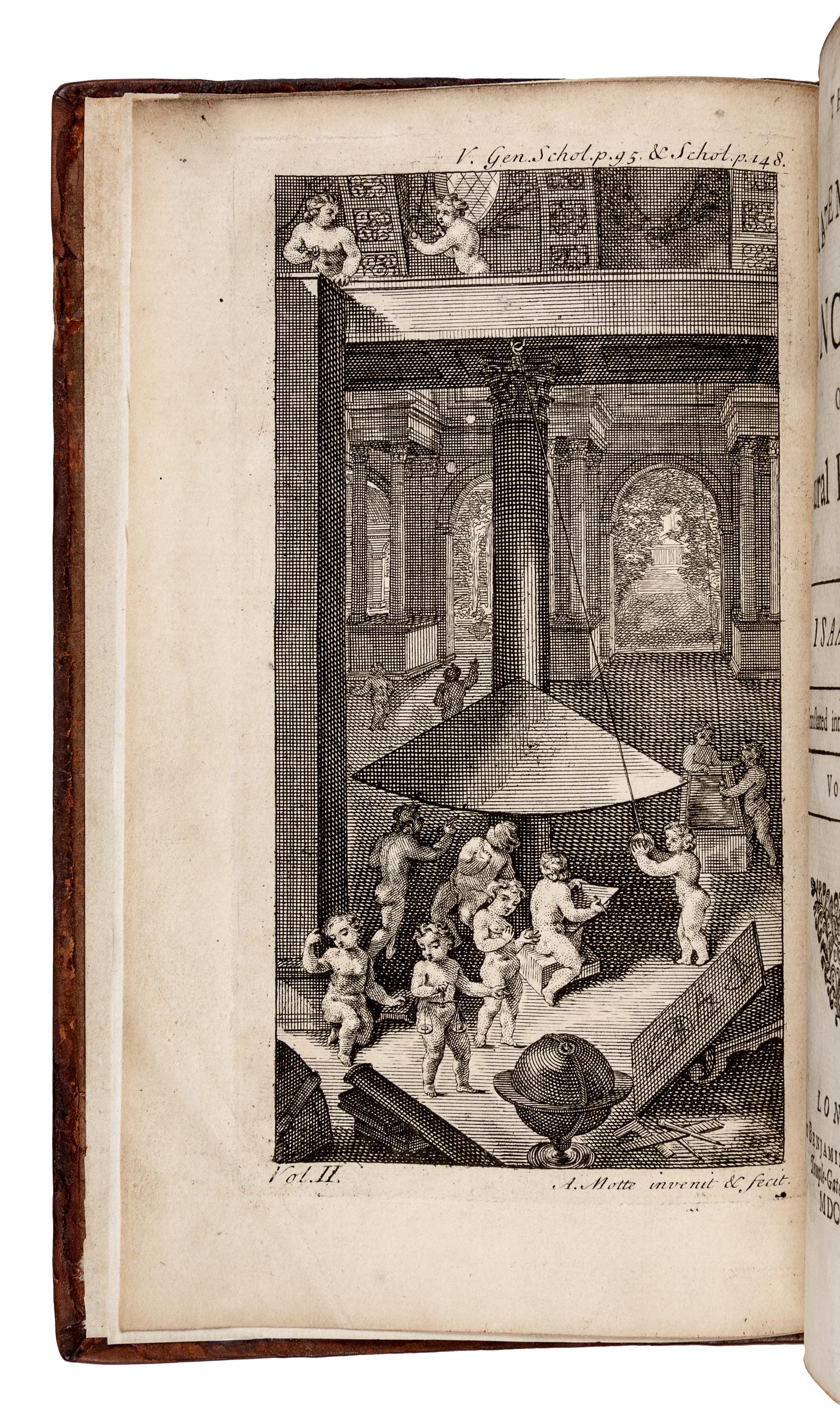 NEWTON, Isaac, Sir (1642-1727). The Mathematical Principles of Natural Philosophy . Translated from Latin into English by Andrew Motte (d. 1730). -- John MACHIN (d. 1751). The Laws of the Moon's Motion, according to Gravity . London: for Benjamin Motte, 1729.