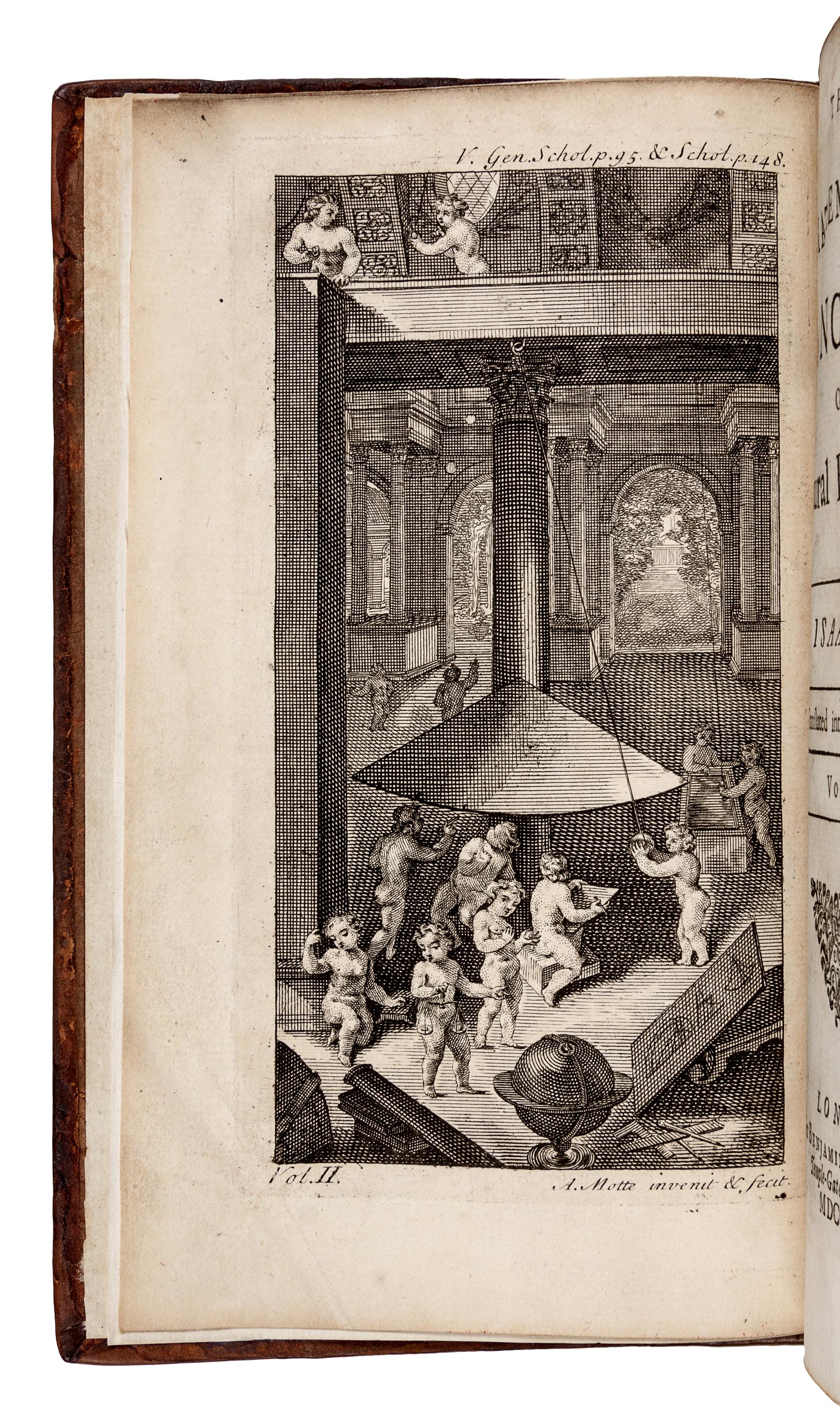 NEWTON, Isaac, Sir (1642-1727). The Mathematical Principles of Natural Philosophy . Translated from Latin into English by Andrew Motte (d. 1730). -- John MACHIN (d. 1751). The Laws of the Moon's Motion, according to Gravity . London: for Benjamin Motte, 1729.