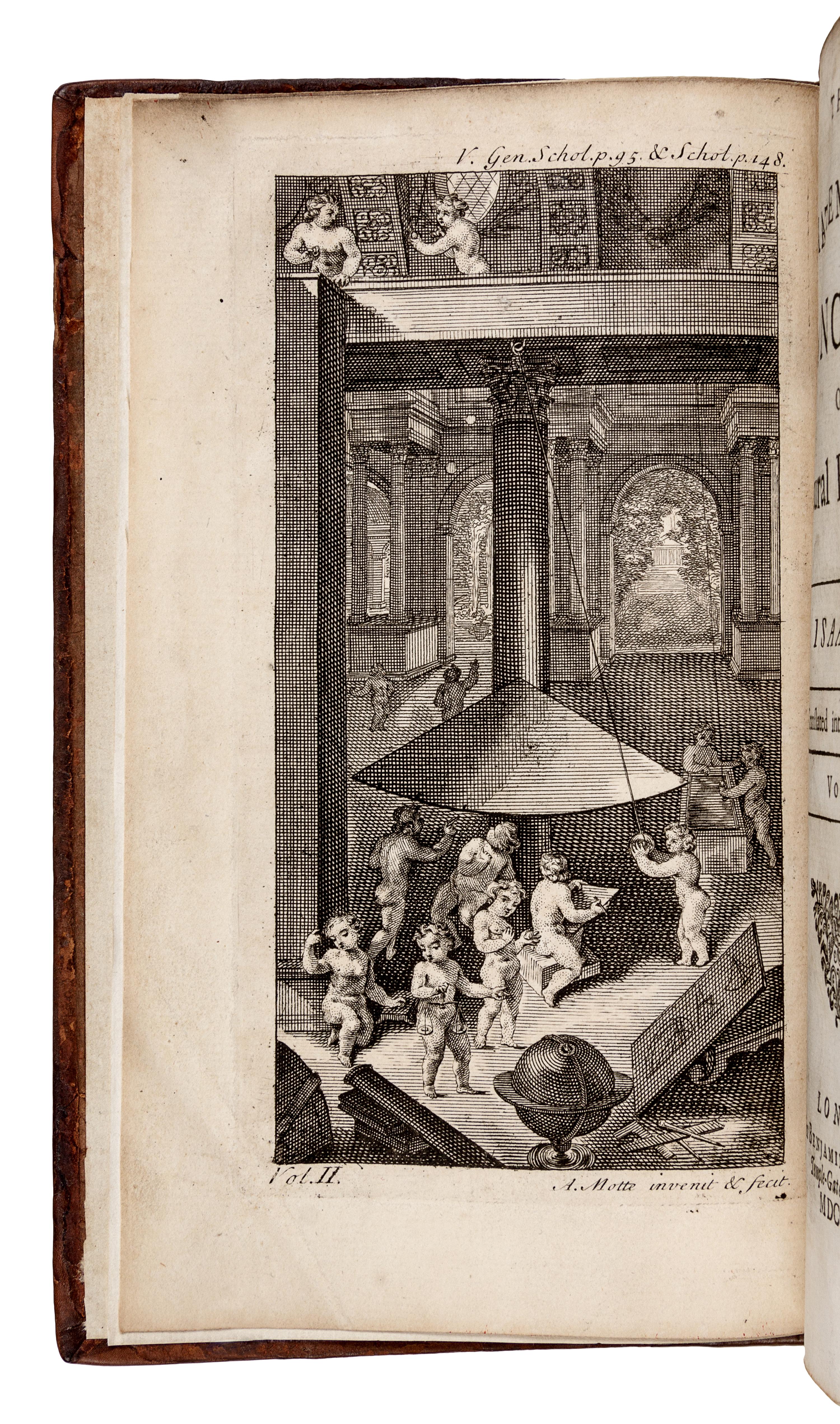 NEWTON, Isaac, Sir (1642-1727). The Mathematical Principles of Natural Philosophy . Translated from Latin into English by Andrew Motte (d. 1730). -- John MACHIN (d. 1751). The Laws of the Moon's Motion, according to Gravity . London: for Benjamin Motte, 1729.