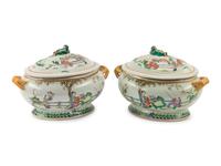 A Pair of Chinese Export Porcelain Tureens and Covers