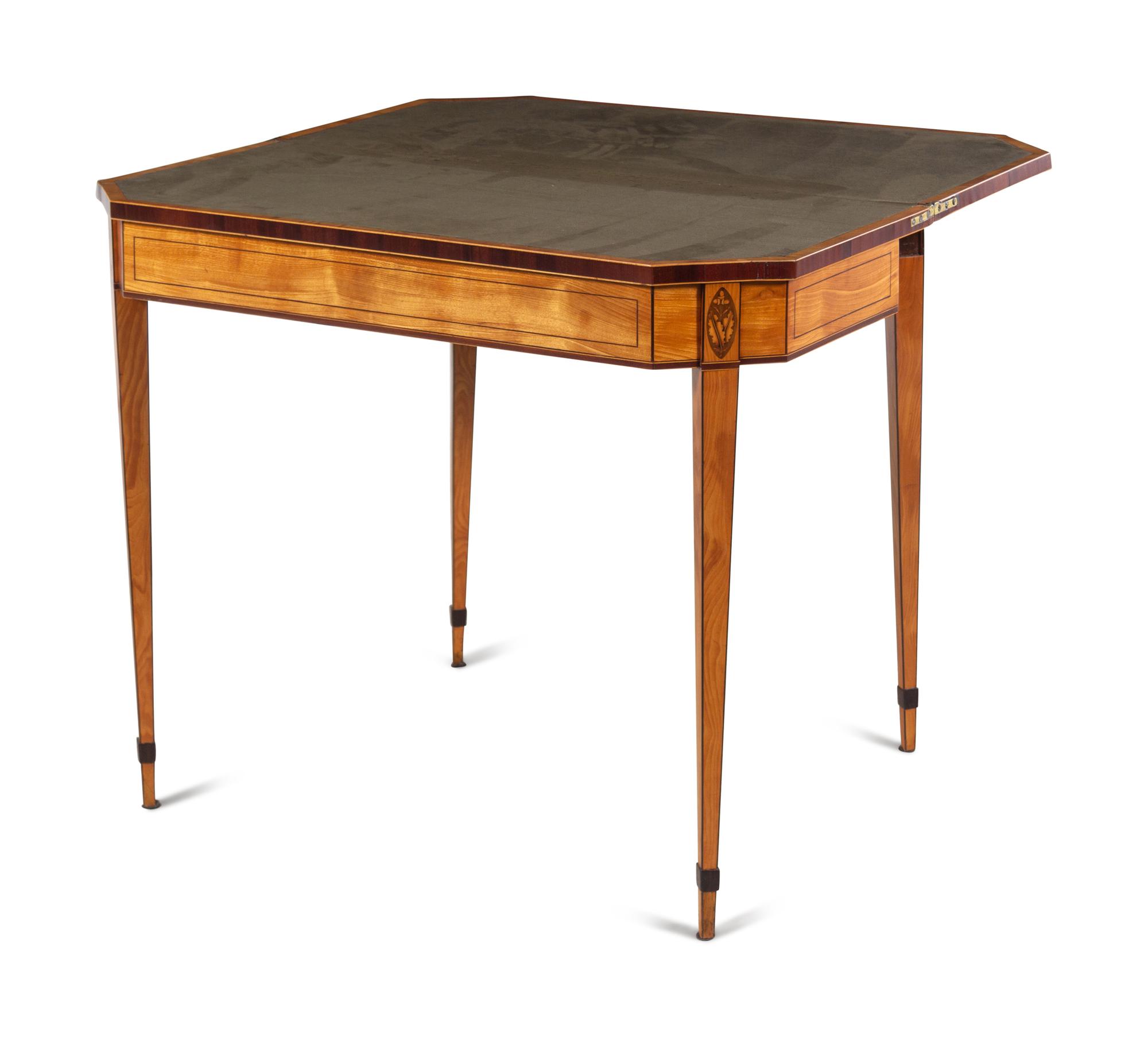 A George III Satinwood and Marquetry Flip-Top Table