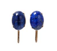 A Collection of Yellow Gold and Lapis Lazuli Earrings, 9.10 dwts.