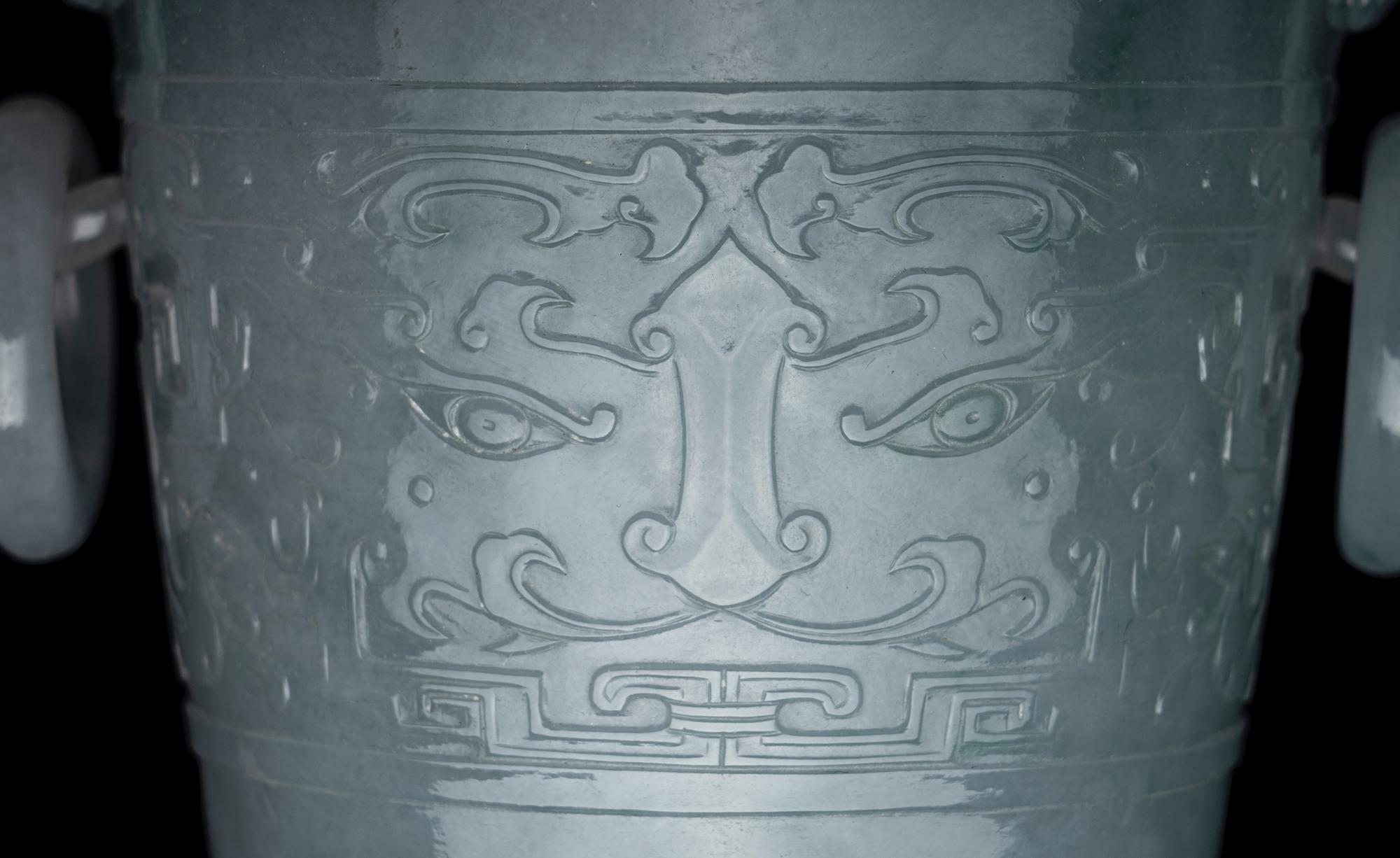 A Translucent Greyish-Celadon Jadeite Covered Vase