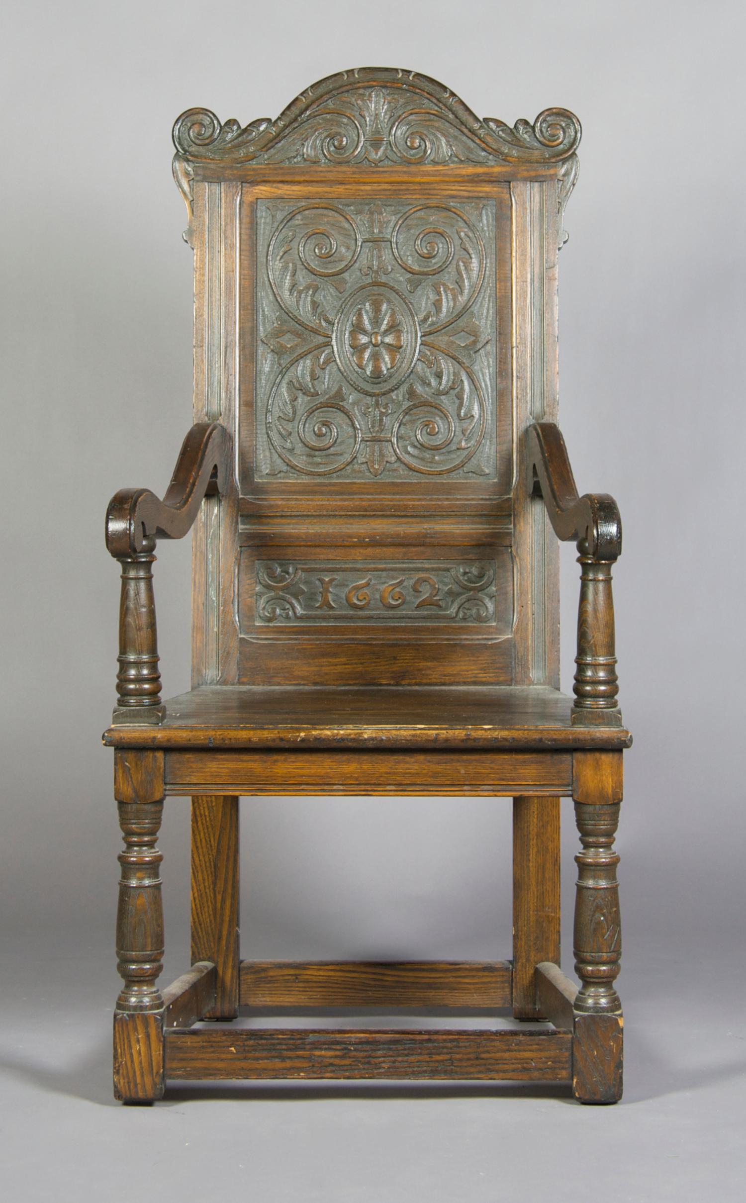 A Renaissance Revival Armchair, Height 47 1/2 inches.