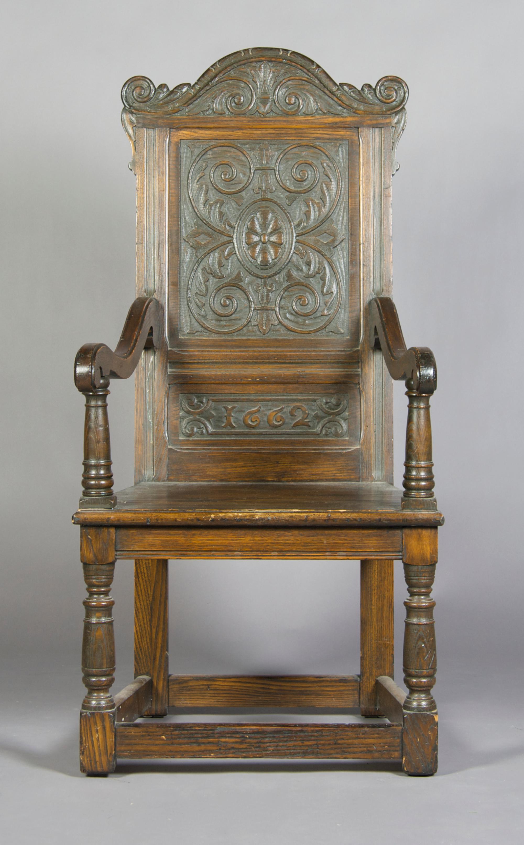 A Renaissance Revival Armchair, Height 47 1/2 inches.