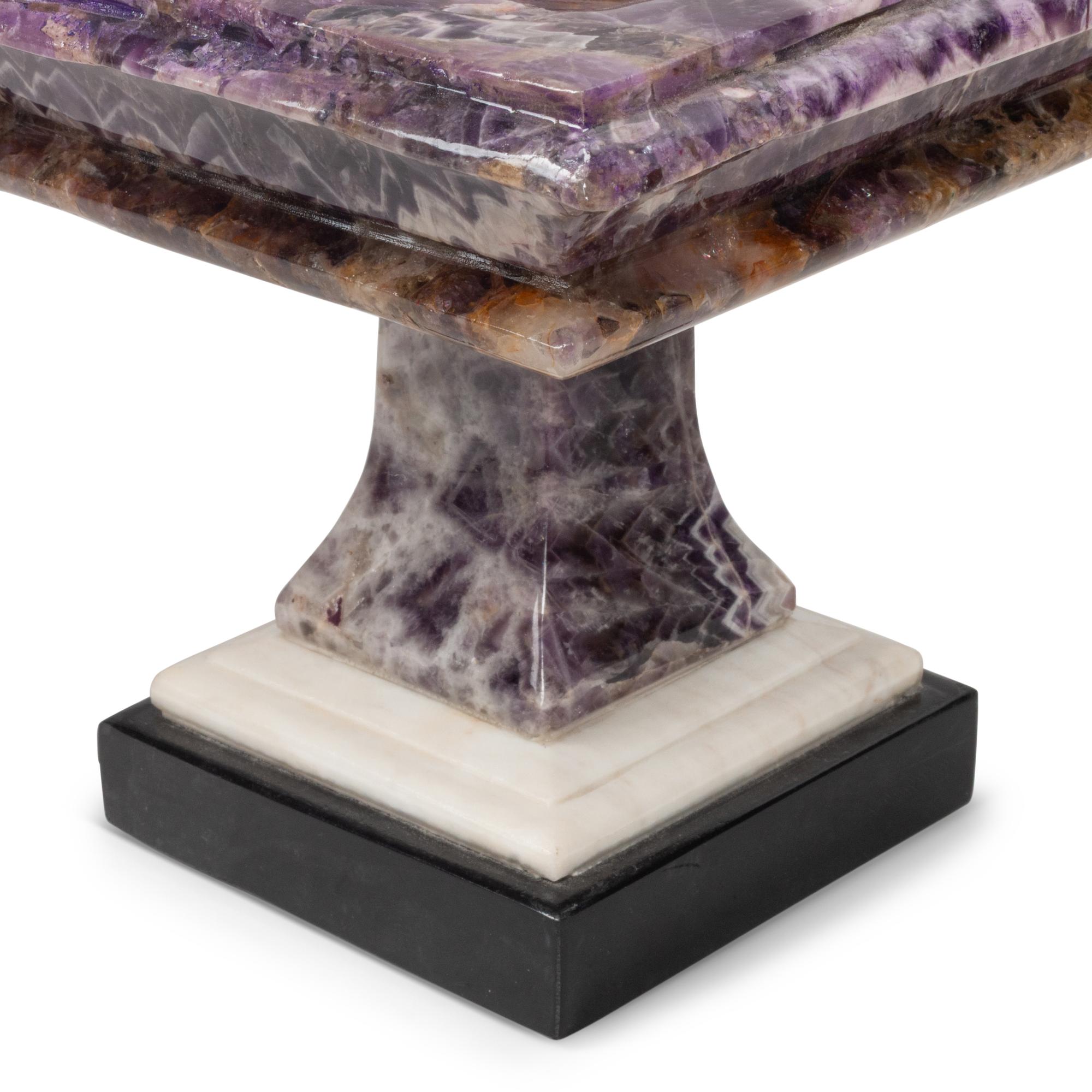 A Pair of Carved Amethyst Square Tazze