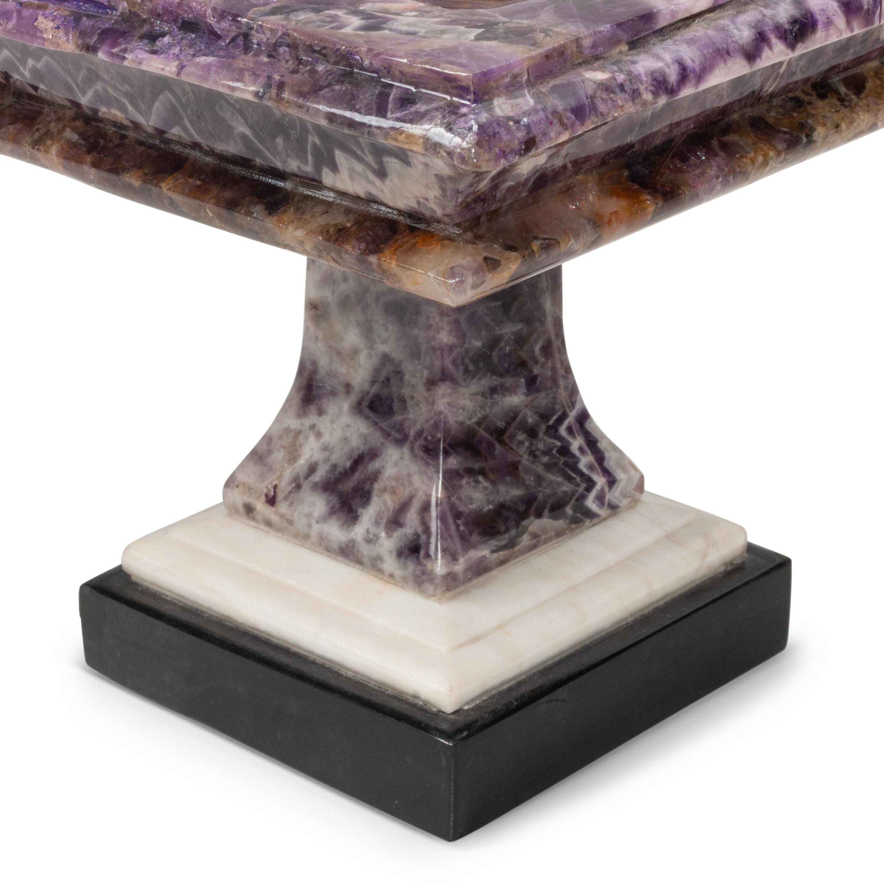 A Pair of Carved Amethyst Square Tazze
