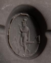 A Neoclassical Gold and Garnet Finger Ring with the God Mars