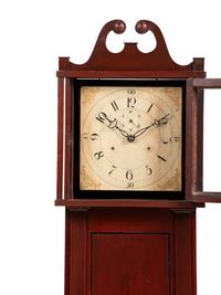 A Federal Red-Stained Pine Half-Clock
