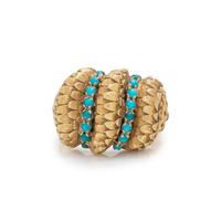 YELLOW GOLD AND TURQUOISE RING