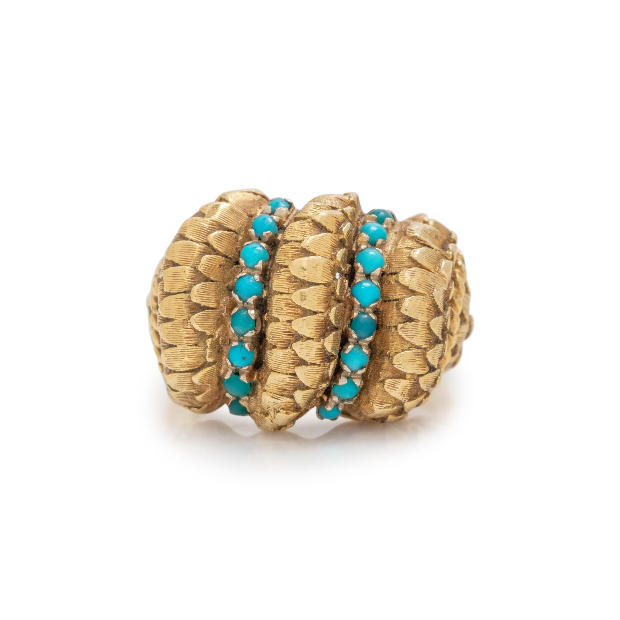 YELLOW GOLD AND TURQUOISE RING