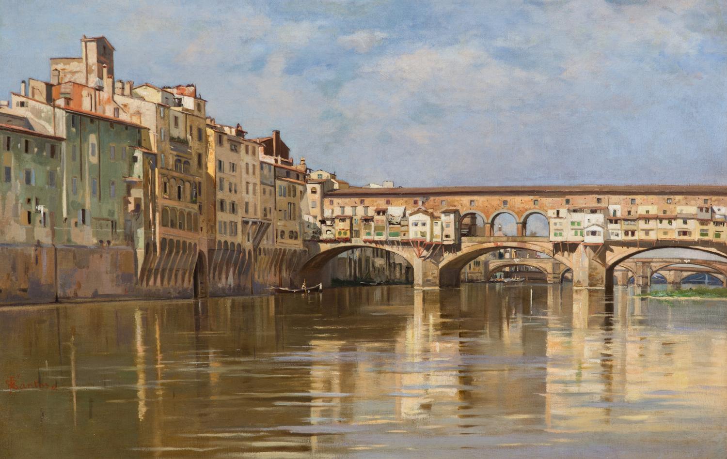 Francesco Raffaello Santoro, (Italian, 1844-1927), Ponte Vecchio, Florence