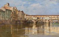 Francesco Raffaello Santoro, (Italian, 1844-1927), Ponte Vecchio, Florence