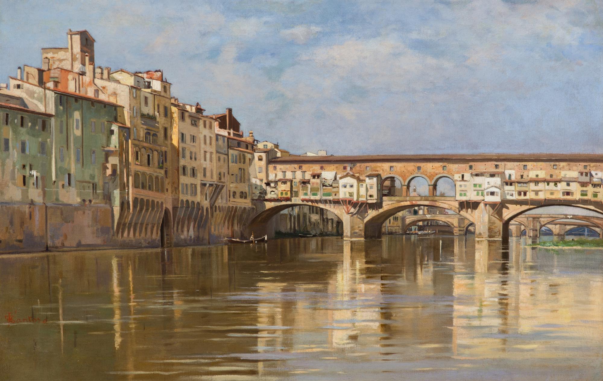Francesco Raffaello Santoro, (Italian, 1844-1927), Ponte Vecchio, Florence
