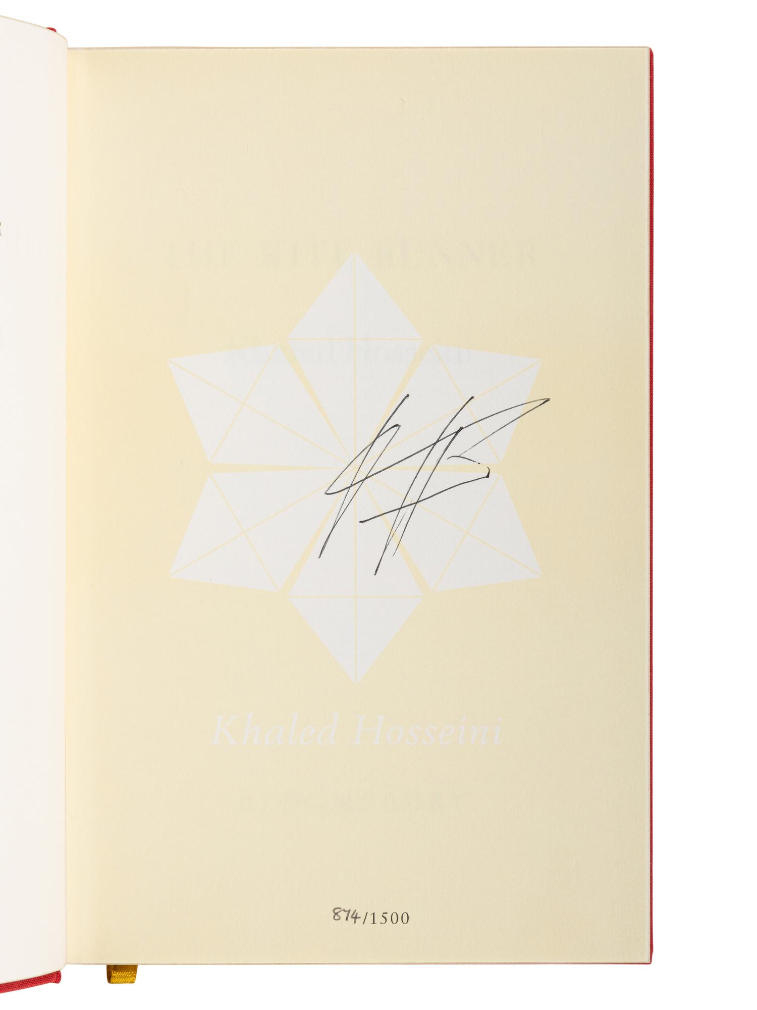HOSSEINI, Khaled (b. 1965). The Kite Runner . -- A Thousand Splendid Suns . [London]: Bloomsbury, 2008.