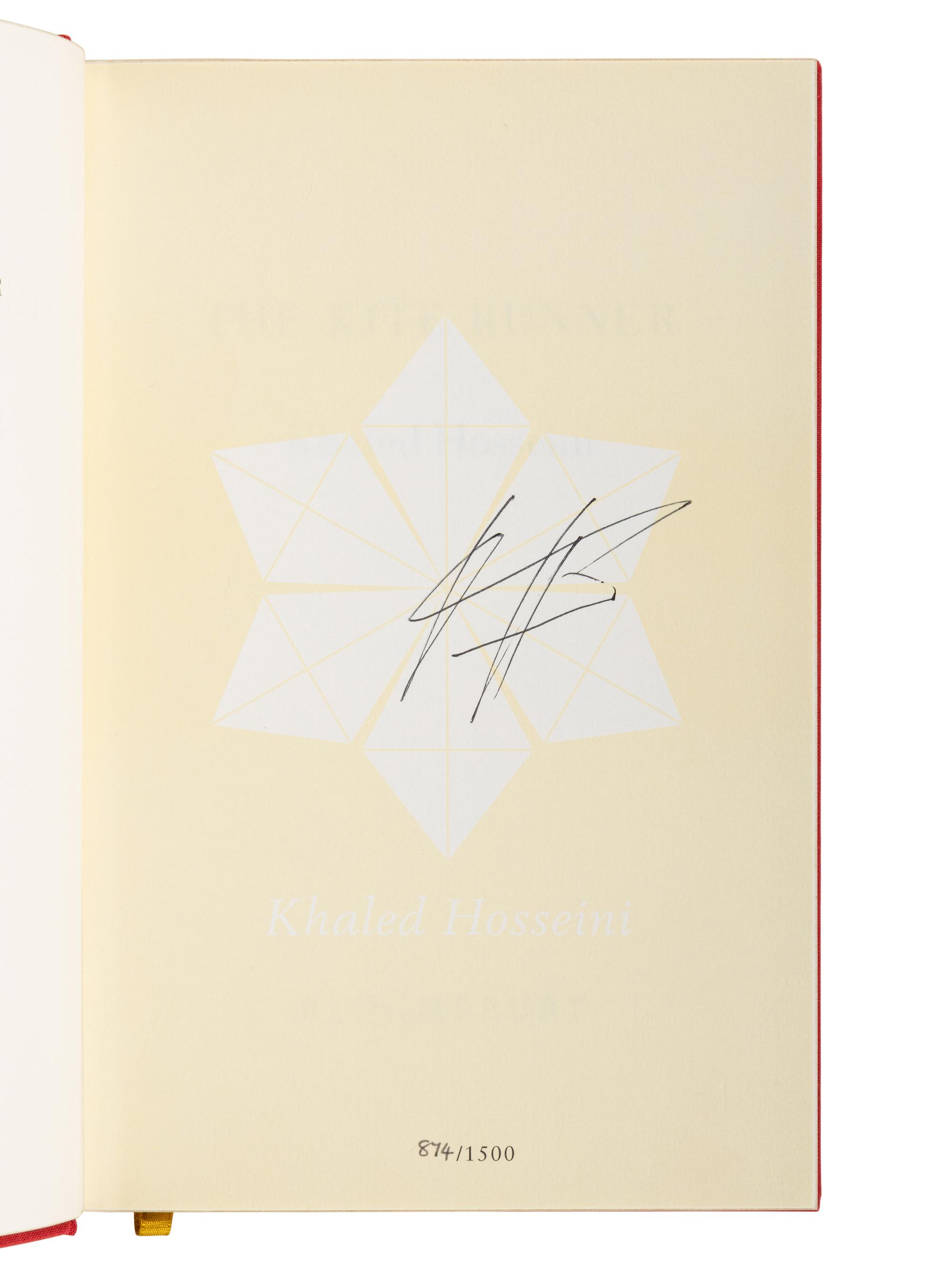 HOSSEINI, Khaled (b. 1965). The Kite Runner . -- A Thousand Splendid Suns . [London]: Bloomsbury, 2008.