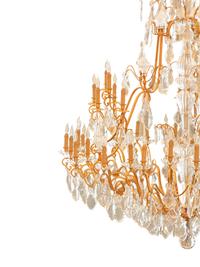 A Massive Gilt Bronze and Baccarat Cut Glass Chandelier from Hôtel Claridge, Paris