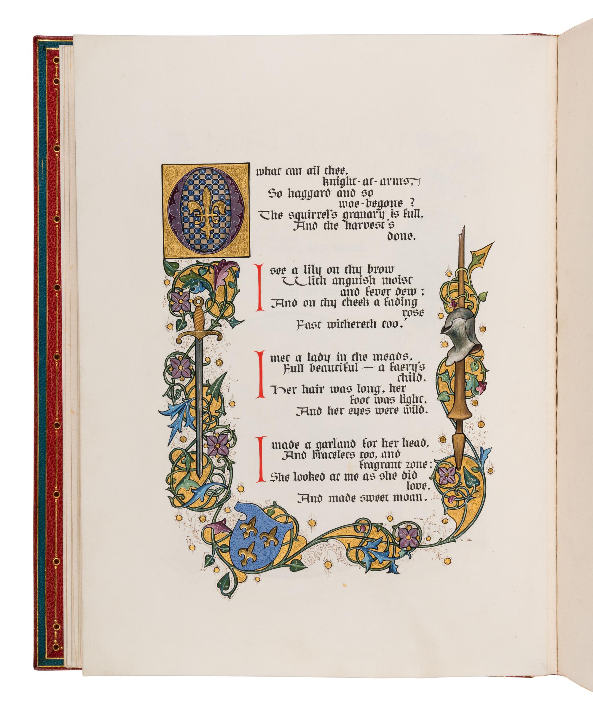 SANGORSKI, Alberto, calligrapher and illuminator. -- KEATS, John (1795-1821). "La Belle Dame sans Merci" -- "Ode on a Grecian Urn" -- "Ode to Psyche." London, 1928.