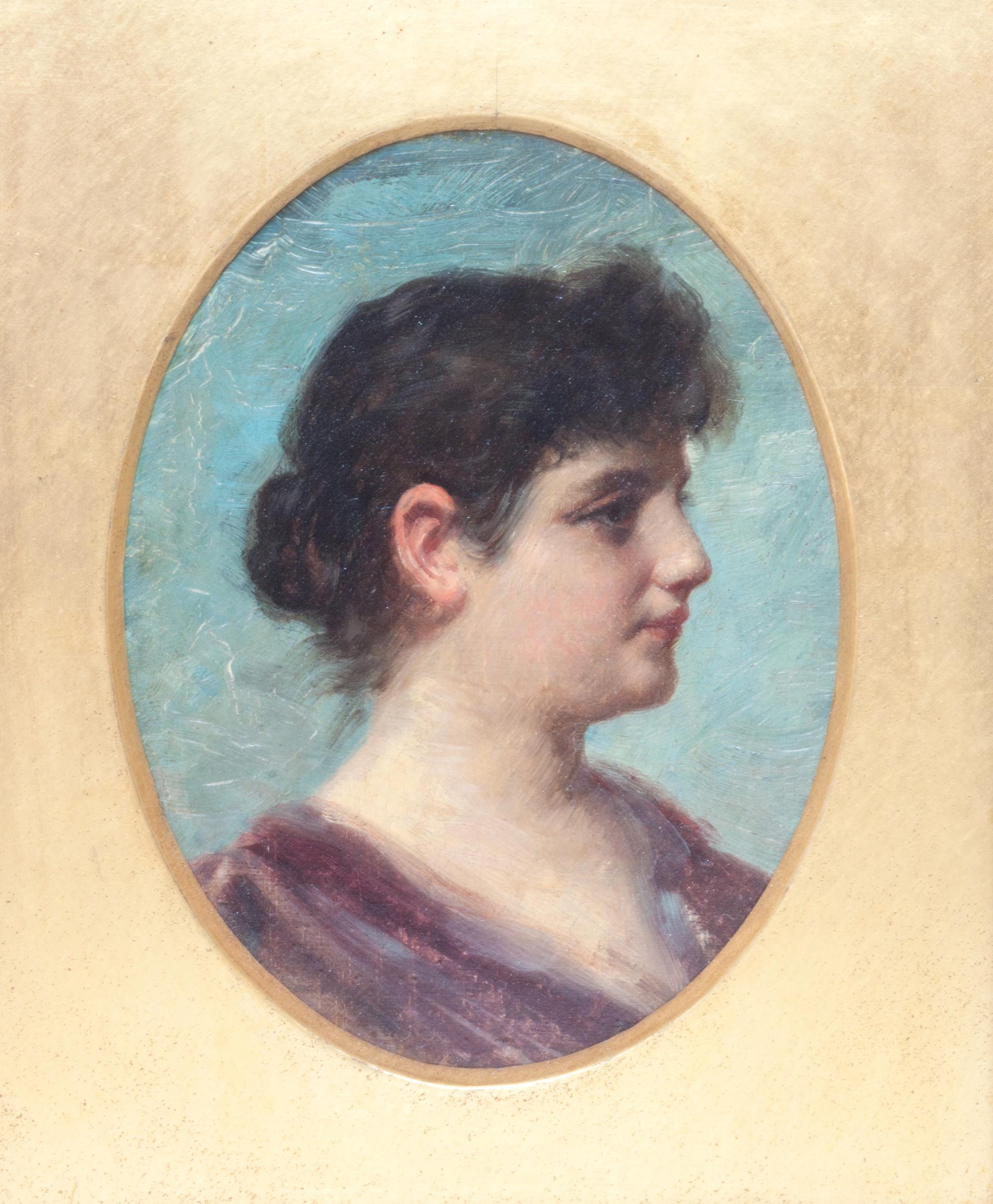 Alfred Schwarz, (German, 1833-1909), Portrait of a Girl in Profile