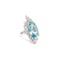 AQUAMARINE AND DIAMOND RING