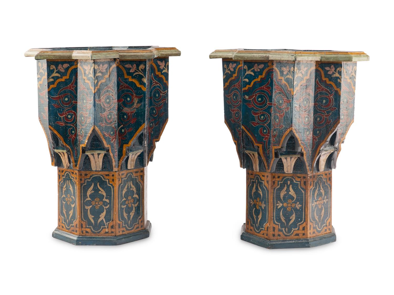 A Pair of Moroccan Painted Tables