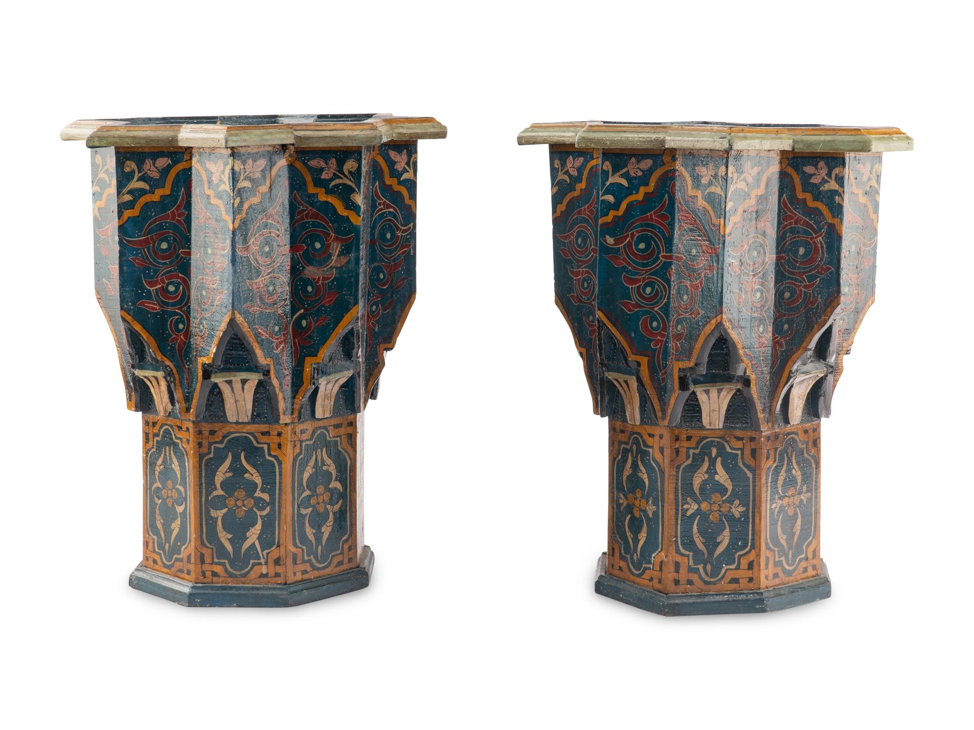 A Pair of Moroccan Painted Tables