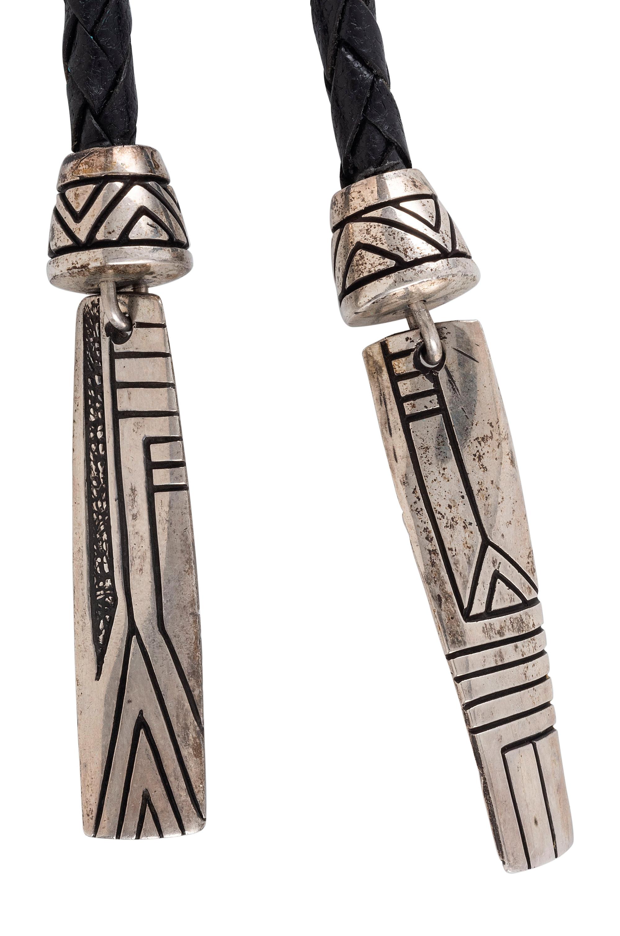Sterling Silver Bolo Tie, with Turquoise and Lapis Inlay