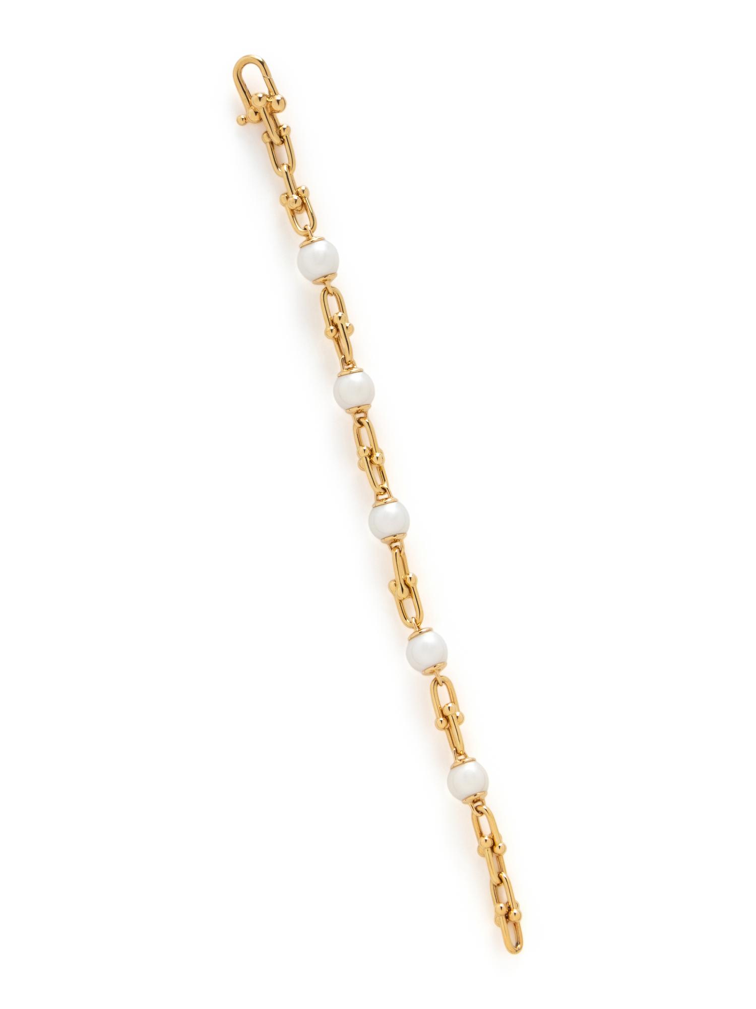 TIFFANY & CO., YELLOW GOLD AND CULTURED PEARL 'HARDWEAR LINK' BRACELET