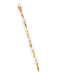 TIFFANY & CO., YELLOW GOLD AND CULTURED PEARL 'HARDWEAR LINK' BRACELET