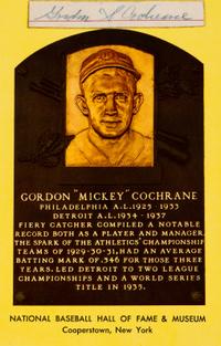 A Mickey Cochrane Hall of Fame Postcard With Cut Gordon Cochrane Signature (Beckett Authentication Services Pre Certified)