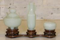 Three Carved White Jade Vessels Height of tallest 5 1/4 inches. — 20TH CENTURY