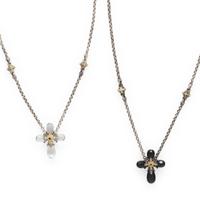 Konstantino, Two Sterling Silver and Crystal 'Pythia' Cross Pendant Necklaces