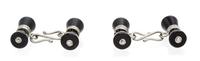 A Pair of Platinum, Onyx and Diamond Cufflinks, French, 6.50 dwts.