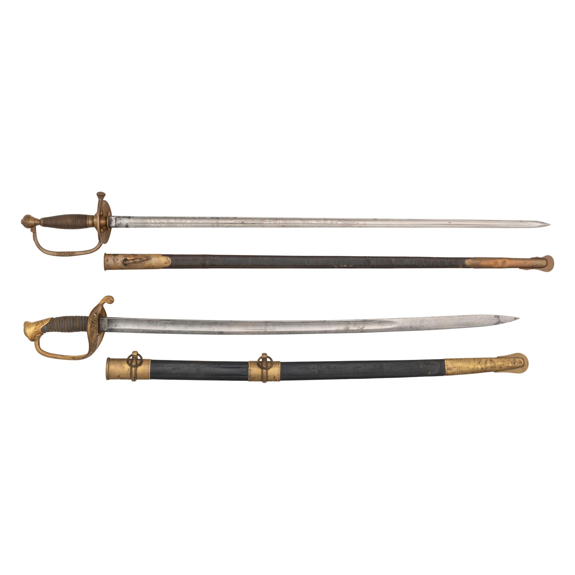 Two Presentation Swords to Lieutenant and Colonel (General) Gershom Mott, An Ames 1840 Officers Sword and an Ames 1850 Foot Officers Sword