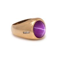 SYNTHETIC STAR RUBY AND DIAMOND RING