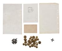 [CIVIL WAR]. A group of period items including corps badge, buttons, books, escutcheon, and more.
