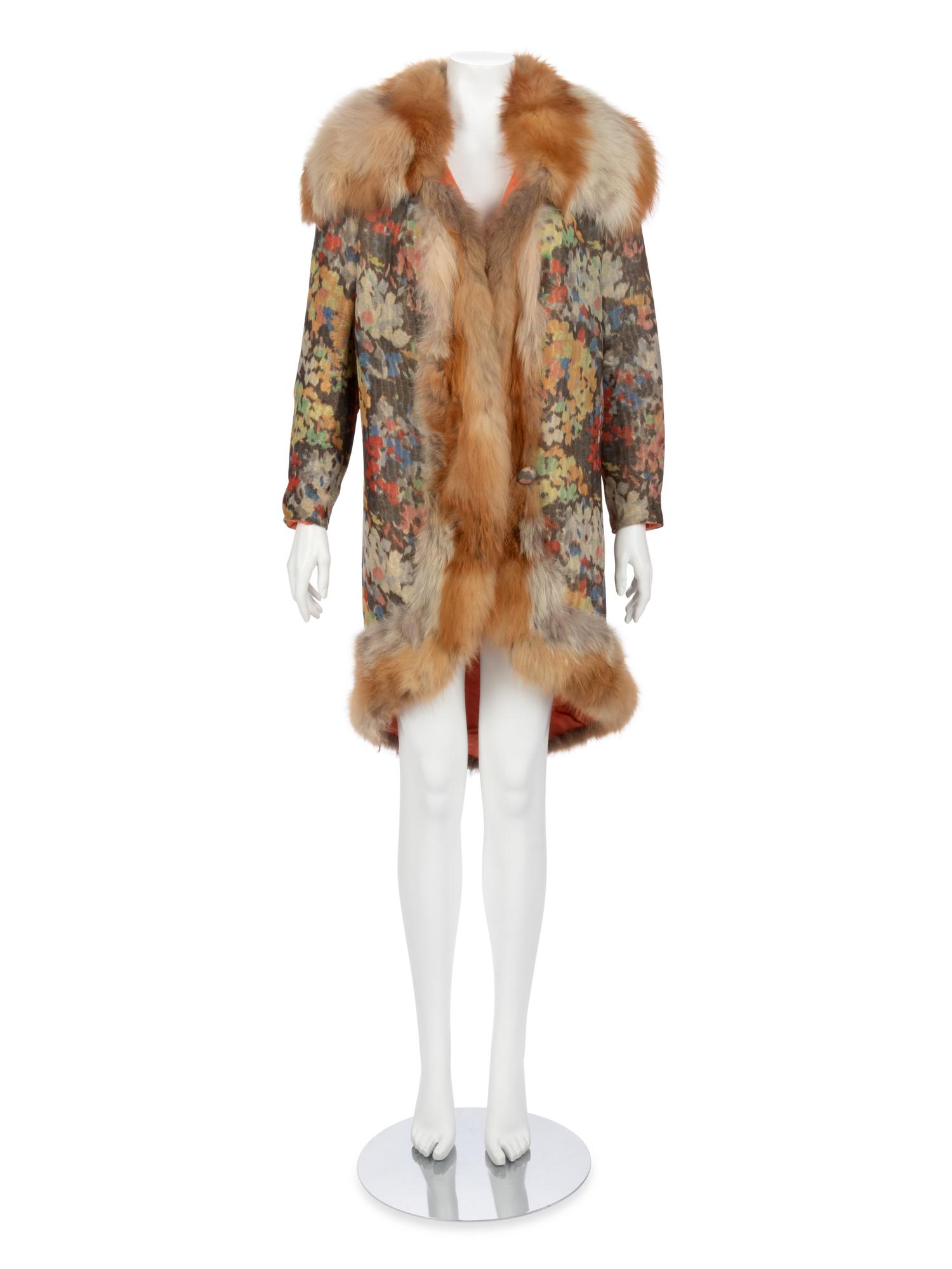Multicolored Jacquard and Fur Trimmed Coat, 1920s